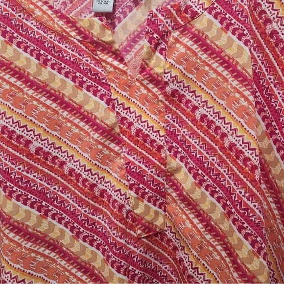Catherines Pink Orange Diagonal Stripe Popover Blouse Plus Petite 3XWP 26/28WP - Picture 3 of 4